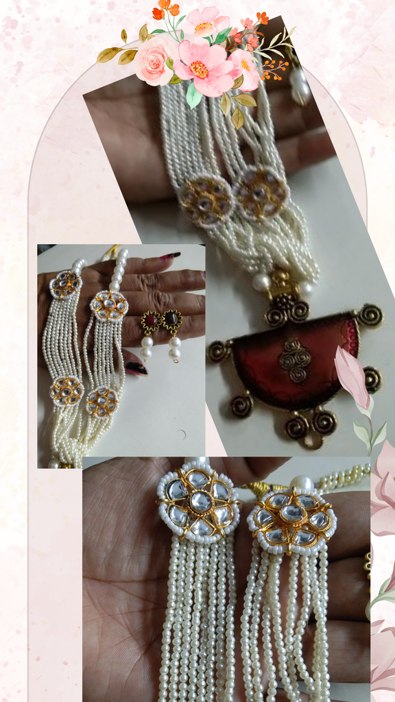 Kundan Attached Pearls Mala